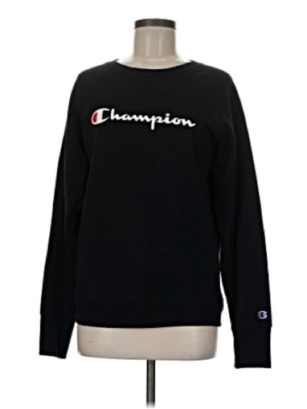 Champion Black Crewneck Sweatshirt with Embroidered Logo